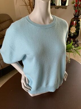 Wilt Soft Aqua Cashmere Short Sleeve Sweater